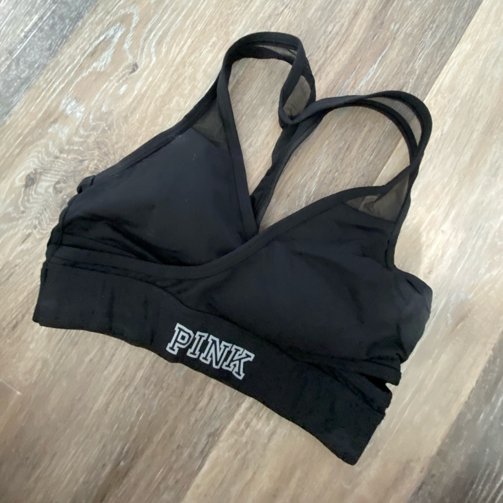 VS PINK- black V sports bra